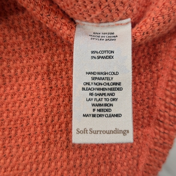 Soft Surroundings Women's Orange Tweed Tunic Sweater Cowl Neck Side Buttons XS - Picture 9 of 10